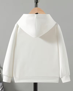 White Hooded Sweatshirt For Children Casual Autumn Wear Knitted Regular Sleeve Unlined - Product Image 2