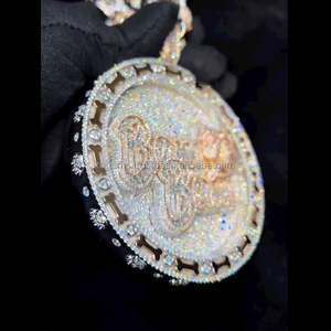 Joyería Fina de Plata 925 Chapada en Oro con Cristales Brillantes y Pedrería, Certificada por IGI, Colgante con Inicial de la Letra B en Forma de Corona, Estilo Hip Hop - Product Image 2
