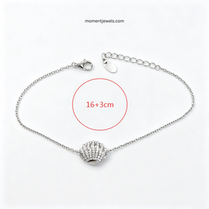 Mother'S Day Gift 925 Sterling Silver <b>Shell</b> Pendant <b>Bracelet</b> for Women Rhodium Plated Cable Chain Inlaid Zircon Dainty <b>Shell</b> - Product Image 4