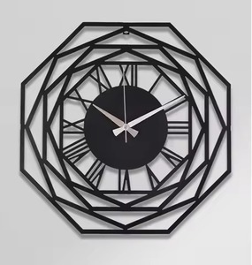 Latest Design Black Metal <b>Wall</b> <b>Clock</b> Abstract Geometric Design Quartz Analog 60cm <b>Oversized</b> Minimalist Living Room Decor - Product Image 2