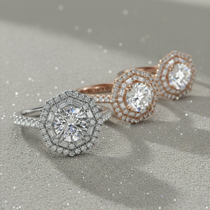 Anillo de compromiso de diamante cultivado en laboratorio Stonewels con diamante central tallado, piedras laterales en forma de hoja marquesa, engaste de púas de oro de 14K para anillo certificado - Product Image 4