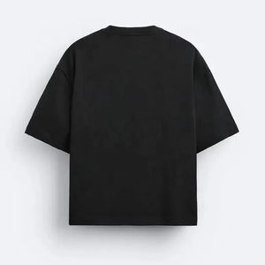 T-shirt ample et court en coton noir à col rond avec motif personnalisé - Product Image 2