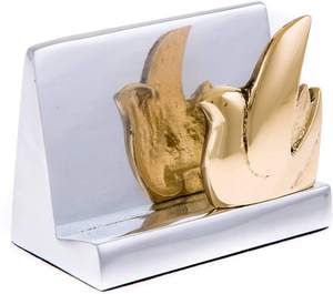 <b>Metal</b> Decorative Business Card Holder Golden Olive Branch Design Desk Organizer for Office Home - Product Image 1