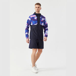 Ensemble de survêtement léger personnalisé pour homme, veste de sport et short, coupe-vent d'extérieur, 2 pièces, collection automne, vente en gros - Product Image 1