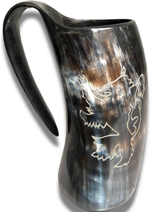 Mug en corne de buffle naturelle fait main, motif animal sculpté, pour l'occasion de Noël - Product Image 4