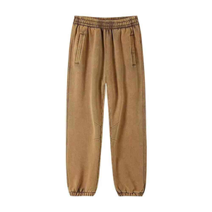Good quality Custom Straight Wide Leg <b>Trouser</b> Loose Fit 100% Cotton Sweatpants Quick Dry Anti-Wrinkle <b>Elastic</b> <b>Waist</b> Flared - Product Image 3