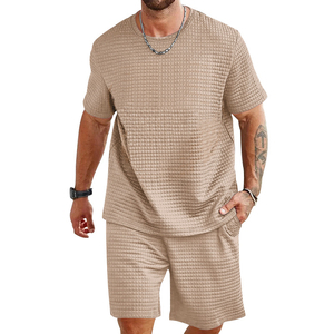 Summer Casual <b>Knitted</b> Solid Men's T-Shirt and Shorts <b>Set</b> for Sports Fashion - Product Image 3