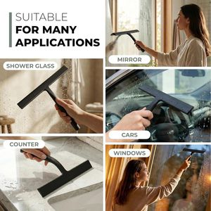 9 Inch Black <b>Silicone</b> <b>Window</b> Squeegee for Bathroom and Glass Cleaning Shower Squeegee for Glass Doors - Product Image 5