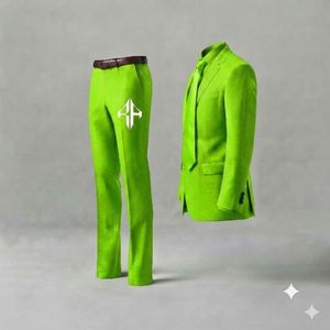 Traje de Pantalón y Chaqueta de Terciopelo Estilo Italiano para Hombre, Antiarrugas, Transpirable, Cierre de Botones, Diseño Plano Frontal, Viscosa/Poliéster - Product Image 4