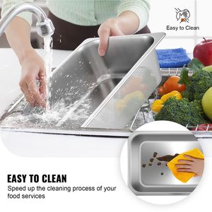 Set di 6 Contenitori Profondi in Acciaio Inox per Alimenti 20,9 X 12,8 X 5,9 Pollici 20,5L per Riscaldamento e Conservazione - Product Image 5