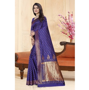 Sari de Seda Banarasi de Alta Calidad para Mujer, Ideal para Bodas, Recepciones y el Festival Diwali, Disponible a un Precio Accesible - Product Image 3