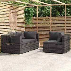Conjunto de Muebles de Jardín de Ratán PE Gris con Acero con Recubrimiento en Polvo, Colección de Muebles Duraderos para Exteriores - Product Image 1