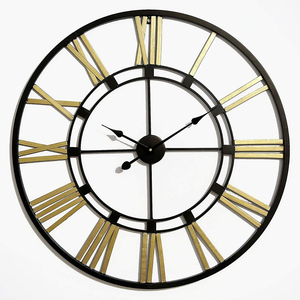Fully Metal Design Wall <b>Clocks</b> Best Indoor Decor Living Room Home And Office Wall Design <b>Clock</b> With Metal & Wooden Combo - Product Image 5