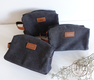 Leather Canvas Toiletry Bag Travel Organizer Waterproof Cosmetic Storage Dopp Kit Large <b>Case</b> For Men LCTB-0046 - Product Image 4