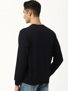 Sudadera Negra de Cuello Redondo para Hombre, Corte Regular, Logotipo Estampado, Informal, Tejida, 100% Algodón, para Otoño - Product Image 2