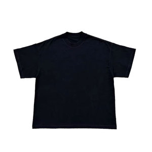 T-shirt noir pour homme, manches courtes, coupe classique, col rond, jersey tricoté, 100% coton, couleur unie, design vierge, personnalisable numériquement - Product Image 1