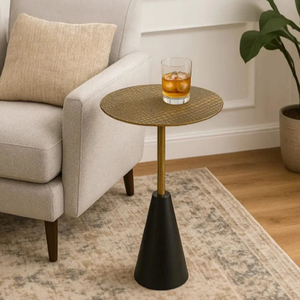 Zavra Drink <b>Table</b> <b>Black</b> Conical Base Drink <b>Tables</b> With Gold Top - Product Image 3