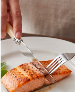 Ensemble de couverts élégants en acier inoxydable avec poignées crème, finition miroir haute brillance, passe au lave-vaisselle, vaisselle de mariage - Product Image 5