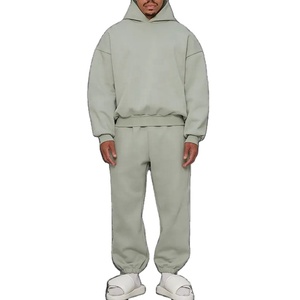 Venta al por mayor de lujo de dos piezas pantalones de chándal y Sudadera con capucha conjunto de peso pesado Hip Hop de gran tamaño holgados chándales de algodón para los hombres 2025 - Product Image 5