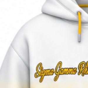 Sweat à capuche oversize tie-dye pour femme Sigma Gamma Rho, blanc et or, avec lettres grecques brodées sur mesure, pull décontracté et tendance pour sororité - Product Image 3