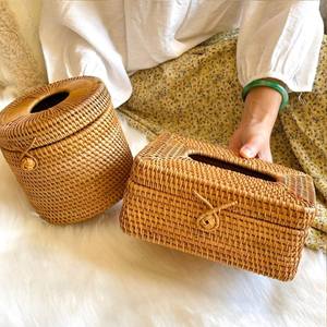 Hot Trend Wicker Round Rattan <b>Tissue</b> Box Handmade Homeware Products Vietnam Wicker Paper <b>Holder</b> Using for <b>Kitchen</b> - Product Image 5