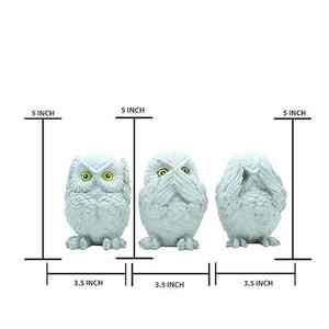 Figurines d'hiboux sages artisanales, ensemble « ne voir, ne entendre, ne parler que du bien », sculpture minimaliste pour la décoration intérieure, art ludique en céramique pour étagère - Product Image 4