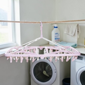 Collapsible Foldable Heavy Duty <b>Plastic</b> 52-Clip Laundry Drying Rack for Adult Kids Underwear Baby Clothes Bathroom Wardrobe Use - Product Image 1