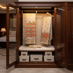 Sari tissé à la main en tissu Paithani Zari de Korra | Collection de vêtements de luxe Girnar pour festivals de mode, mariages, tenues de mariée et tenues traditionnelles - Product Image 5