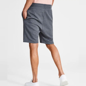 Shorts de survêtement confortables gris chiné foncé avec cordon de serrage contrastant blanc, style décontracté, 100 % coton molletonné - Product Image 5