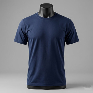 Camiseta de Manga Corta para Hombre, Color Azul Marino, 100% Algodón Jersey, Cuello Redondo, Corte Regular, Estilo Casual, Color Sólido - Product Image 2