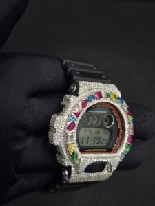 Montre numérique incrustée de strass en acier inoxydable unisexe pour enfants, résistante aux chocs, étanche 20 BAR, style de luxe, boîtier carré 41 MM - Product Image 3