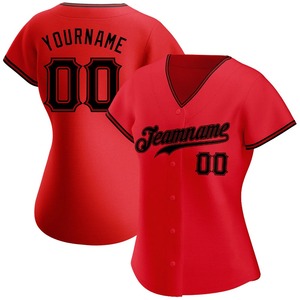 Maillot de softball personnalisé rouge et noir pour femme, respirant, anti-humidité, tenue de sport professionnelle pour équipe, uniforme de jeu athlétique en gros - Product Image 1