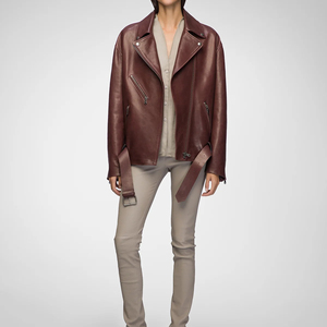 High Quality Genuine <b>Leather</b> Jacket <b>Women</b> Winter Outerwear Custom Stylish Breathable Zipper Cotton Filled <b>Women's</b> Jackets - Product Image 2