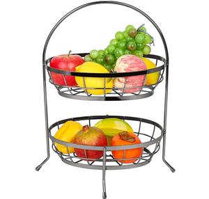 Corbeille à fruits décorative haut de gamme en fer moderne avec poignée pour comptoir de cuisine design, table à manger, rangement et accent de présentation - Product Image 3