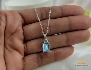 100% สร้อยคอรูปดอกไม้สีฟ้าทับทิมซิทรินธรรมชาติสีฟ้าบุษราคัมหรูหราสุดยอดการตั้งค่ากรงเล็บ925เครื่องประดับของผู้หญิงชุบเงิน - Product Image 6