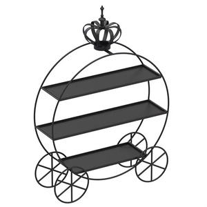 Metal Cake <b>Stand</b> 3 Tier Handmade Designer Cake <b>Stand</b> Black Color Affordable Metal Cake <b>Stand</b> With Four Wheels - Product Image 1