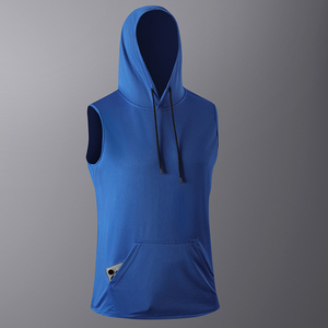 Men's Cotton/Polyester Sleeveless Muscle Gym Hoodie Quick Dry Anti-shrink Casual Fitness Tank <b>Top</b> Custom Logo Breathable Knitted - Product Image 5