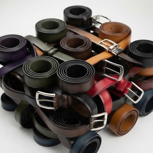 Ceinture habillée pour homme en cuir de veau pleine fleur, écologique et haute résistance, avec boucle ardillon en acier inoxydable réglable, 3,2 cm, modèle 2026 - Product Image 4