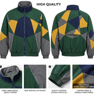 Men's Color block Retro <b>Track</b> Windbreaker <b>Jacket</b> Stand Collar Full Zip Lightweight Sportswear Outdoor Training Running Casual - Product Image 4