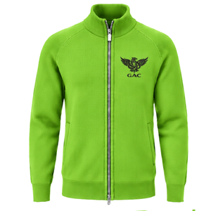 Cardigan zippé en maille pour homme, col montant, manches longues, poignets et ourlet côtelés, vert lime, avec poches latérales, coupe classique - Product Image 1