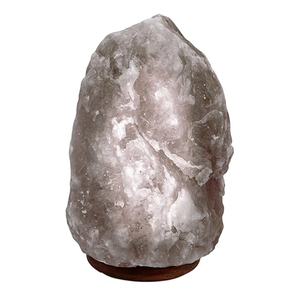 Wholesale Natural Grey Salt Himalayan Lamp with <b>Dimmer</b> Switch Carved Gray Rock Salt Lamp on Wooden Base Table Lamp - Product Image 3