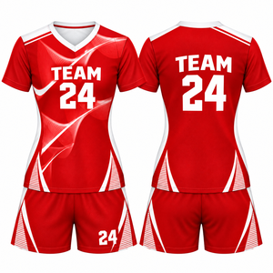 Uniforme de Voleibol para Mujer Sublimado Personalizado, Transpirable y de Secado Rápido, Venta al Por Mayor OEM, Conjunto Deportivo con Jersey de Cuello en V y Pantalones Cortos - Product Image 4