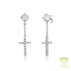 Pendientes de botón redondos de plata de ley 925 premium con diamantes cultivados en laboratorio, brillantes y deslumbrantes, joyería de lujo para venta al por mayor. - Product Image 5
