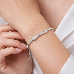 Bracelet chaîne et maillons en or pur 14 carats et argent sterling 925 avec diamant de laboratoire, design nœud papillon tendance, cadeau de Saint-Valentin pour elle - Product Image 5