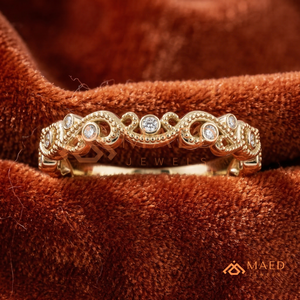 925 Sterling <b>gold</b> Milgrain Bezel <b>Set</b> Moissanite Full Eternity <b>Ring</b> for Women Lab Grown Diamond <b>Ring</b> Solid 14K - Product Image 1