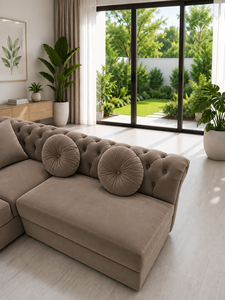 Sofá Modular Emerald Origin con Botones Decorativos, Respaldo Acolchado Ecológico, Brazos Enrollados, Diseño Contemporáneo para Sala de Estar/Apartamento - Product Image 2