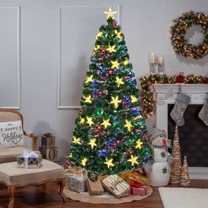 <b>6FT</b> Pre-Lit Fiber Optic Christmas <b>Tree</b> Large Stars Artificial Spruce <b>Tree</b> Color Changing Optical Fiber Lig Christmas Lights - Product Image 3