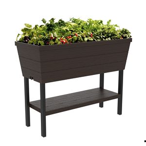 Jardinière surélevée Urban Bloomer de 12,7 gallons pour plantes aromatiques d'extérieur avec bouchon de drainage, gris foncé - Product Image 1