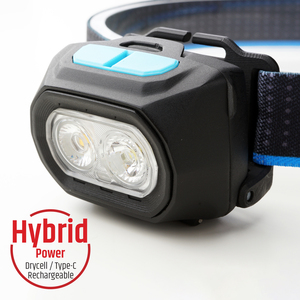 Lampe frontale LED à double faisceau 600LM, alimentation hybride, blanc chaud et blanc froid, conforme à la directive européenne sur les batteries 2027, étanche IP65, autonomie 24h+ - Product Image 1