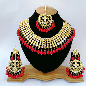 Indian Trendy Classic Choker Engagement Wedding Party Jewelry Set Traditional Crystal Kundan Faux <b>Pearl</b> Gold Plated Women's - Product Image 1